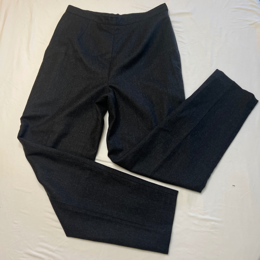 Evan-Picone Womens 12 Charcoal Gray 100% Worsted Wool High Waist Dress Pants USA